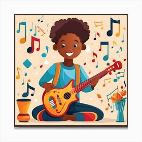 Boy Playing Guitar Canvas Print