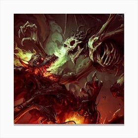 Demon Vs Skeleton Canvas Print