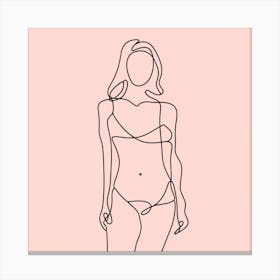 Pink Nude Line Art Print Painting Canvas Print