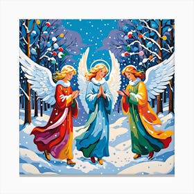 NEON CHRISTMAS ANGELS Canvas Print