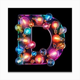 Letter D With Colorful Lights Canvas Print