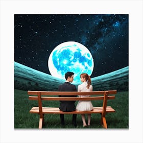 Couple Sitting On A Bench 18 Canvas Print