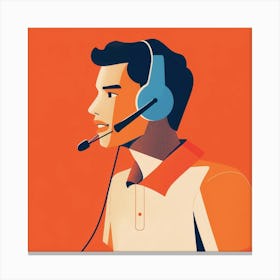 Illustration Of A Call Center Worker Canvas Print