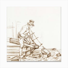 Sawing Man (1826), Jean Bernard Canvas Print