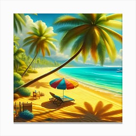 Palm Trees As Part Of A Landscape At A Beach Front 2 Canvas Print