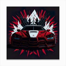 Car Red Artwork Of Graphic Design Flat (172) Canvas Print