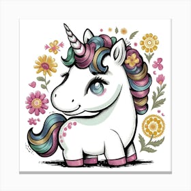 Unicorn With Flowers 4 Canvas Print