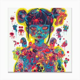 Girl With Monsters Canvas Print