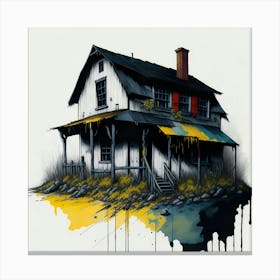 Colored House Ink Painting (127) Canvas Print
