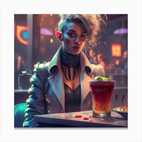 Cyberpunk bar scene Canvas Print