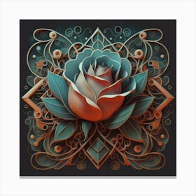 Stylized and intricate geometric black rose 1 Canvas Print