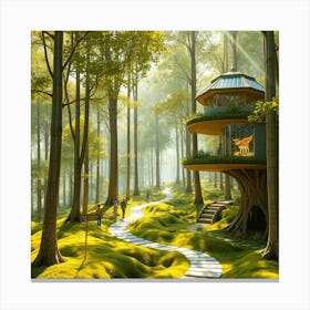 Futuristic Sunny Forest Canvas Print