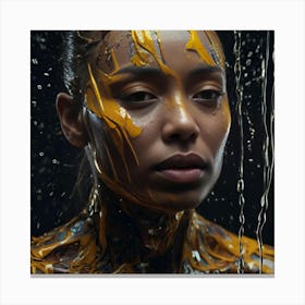 Woman Covered In Gold Paint Canvas Print