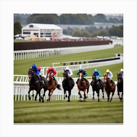 Horse Racing At A Racecourse Canvas Print