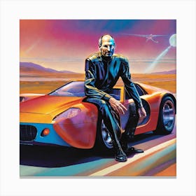 Man On A Car Canvas Print