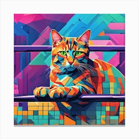 Cat On A Railing Canvas Print