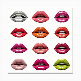 Lips Of Different Colors Canvas Print