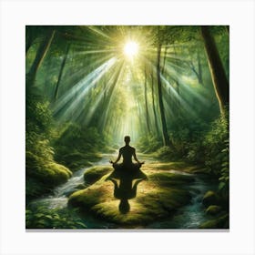 Forest Meditation Wall Print Art A Tranquil Depiction Of Meditation In Nature, Perfect For Inspiring Peace And Inner Reflection In Any Space Canvas Print