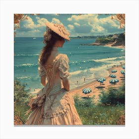 Victorian Woman At The Beach Canvas Print