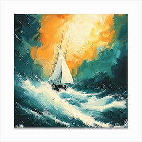 Sailboat In The Storm Canvas Print