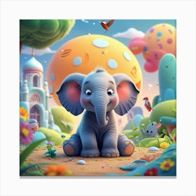 Elephant In The Park Canvas Print