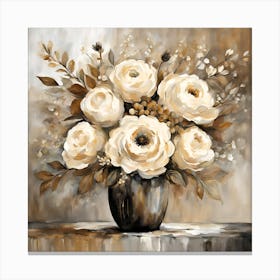 White Roses In A Vase Canvas Print