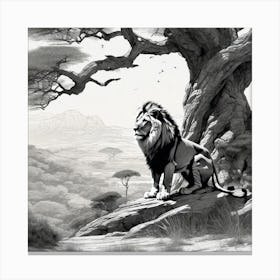 Lion In The Savannah 18 Canvas Print