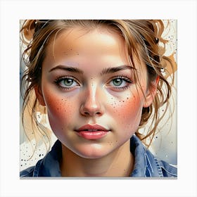 Portrait Of A Girl With Freckles Canvas Print