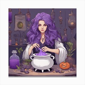 W purple haired witch Canvas Print