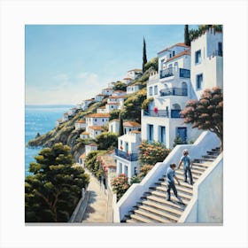 Greece By The Sea Canvas Print