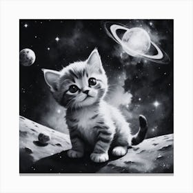 Kitten On The Moon Canvas Print