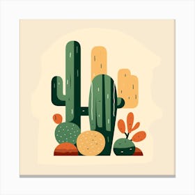 Rizwanakhan Simple Abstract Cactus Non Uniform Shapes Petrol 2 Canvas Print