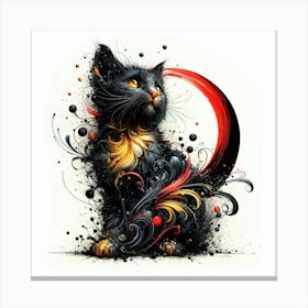 Black Cat On The Moon Canvas Print