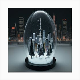 Snow Globe With City Canvas Print