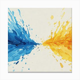 Blue And Yellow Splash Canvas Print