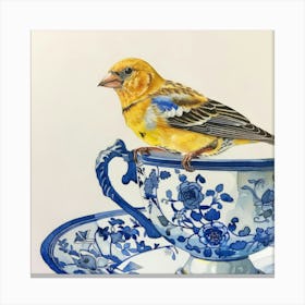 Bird On A Teacup Canvas Print