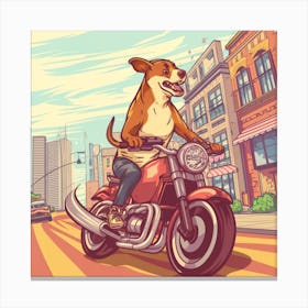 Dog Riding A Motorcycle Canvas Print