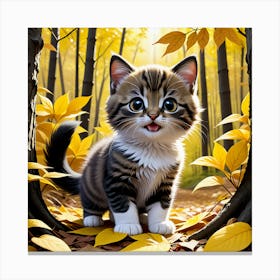 Kitten In The Forest Canvas Print