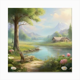 Landscape By The Lake Canvas Print