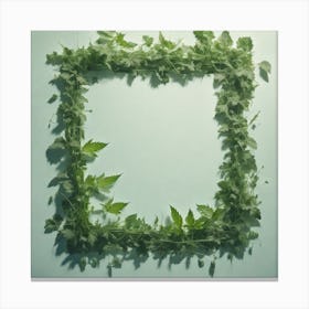 Frame Of Green Leaves 4 Canvas Print