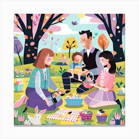 Family Picnic In The Park Canvas Print