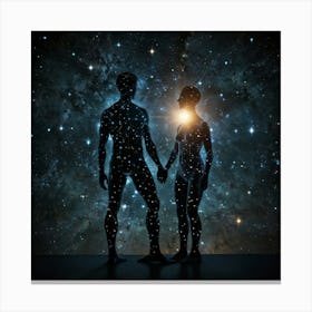 Couple Holding Hands In Space 1 Canvas Print