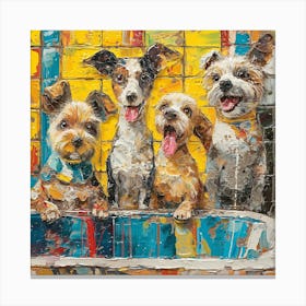 Dogs In The Bath Canvas Print