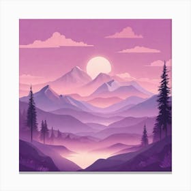 Misty mountains background in purple tone 118 Canvas Print