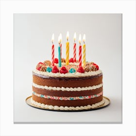 Birthday Cake With Candles Canvas Print