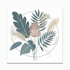 Scandinavian style, Bouquet of tropical leaves and branches Canvas Print