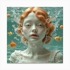 Girl In The Water Canvas Print