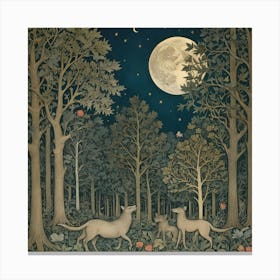 William Morris Print Night Forest Moon Poster Vintage Canvas Print