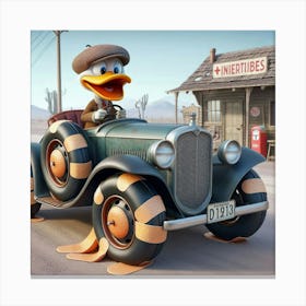 Donald Duck In A Car 7 Canvas Print