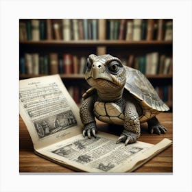 Turtle Reading Book Canvas Print